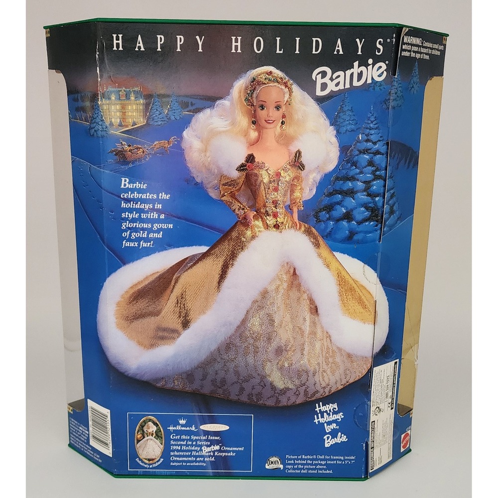 Mattel Happy Holidays Barbie 1994 Doll Gold White Special Edition New 12155 - Picture 4 of 14
